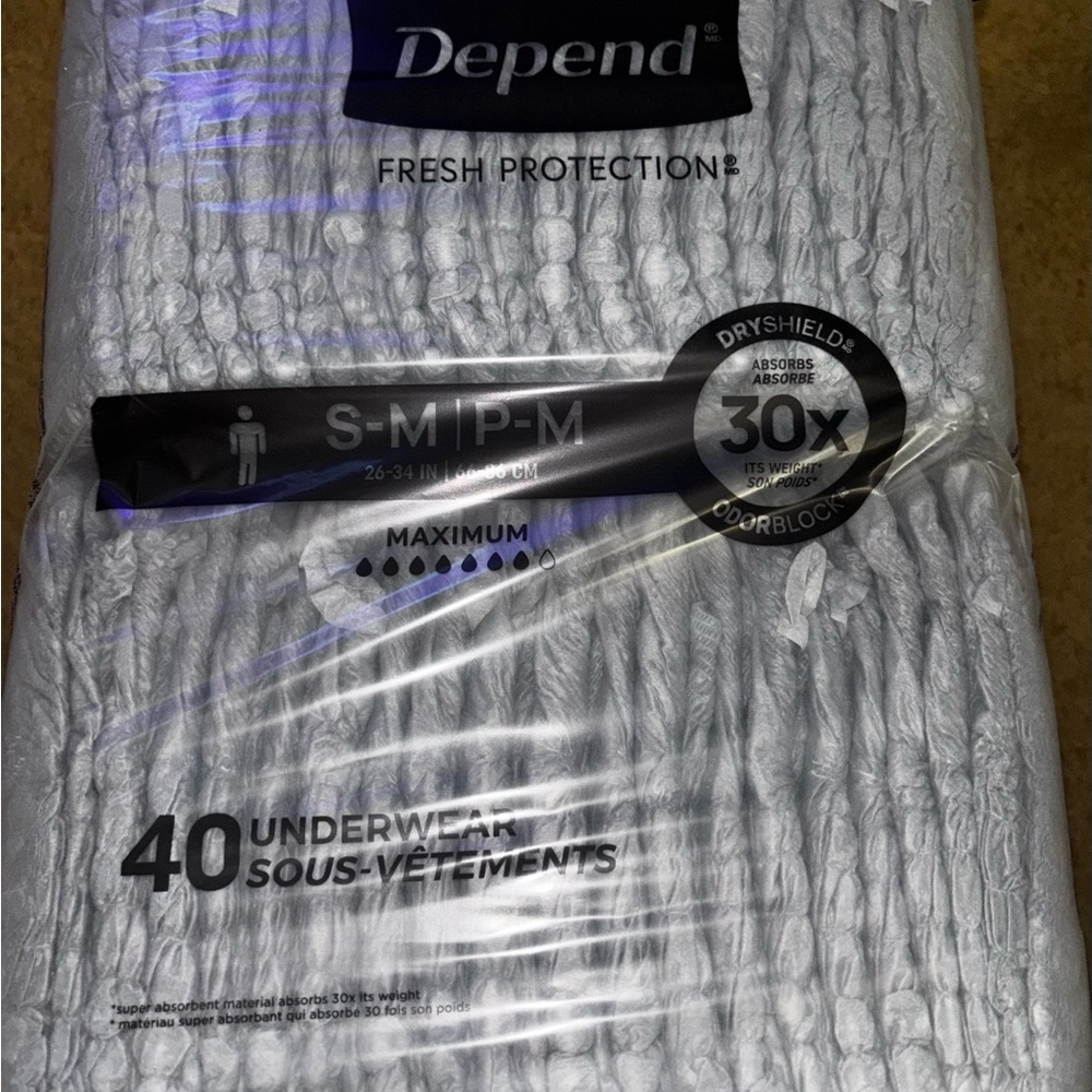 Depend Men’s Maximum Protection Briefs - gray (S/M) - 40 Pack